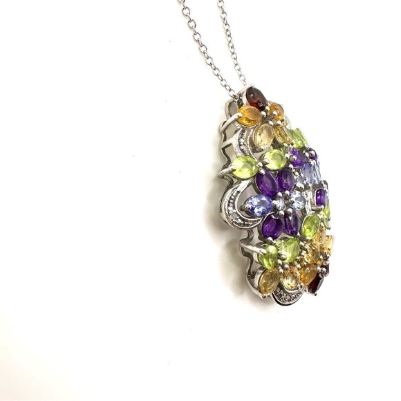 Multi Gemstone Sterling Silver Necklace Citrine Amethyst Peridot Garnet | N046 - Picture 5 of 7